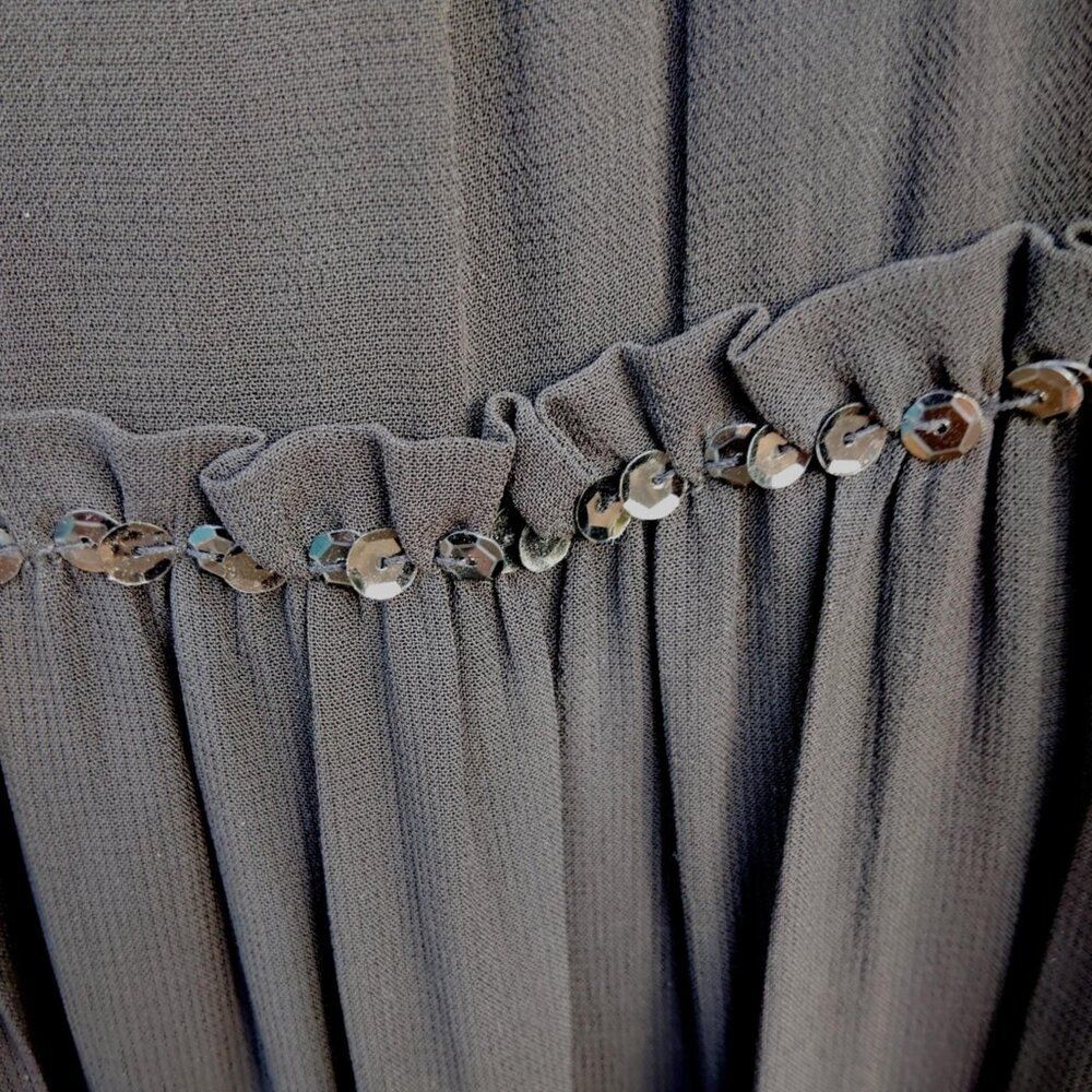 Haven Bleu Anthropologie Black Multi Layered Sequins Boho Maxi Skirt Size S NWT - Picture 7 of 8